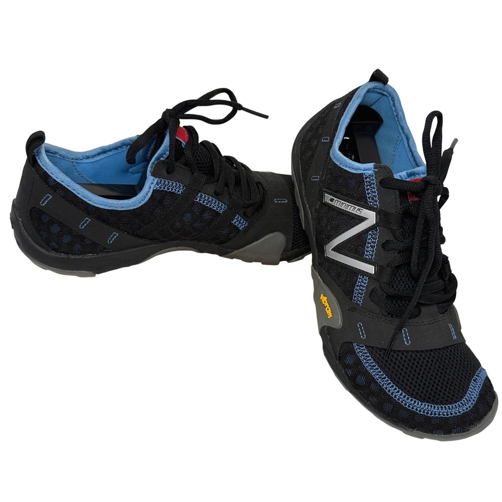 New Balance Minimus Trail Running Shoes Womens 8.5 Black Blue WT10BL Barefoot